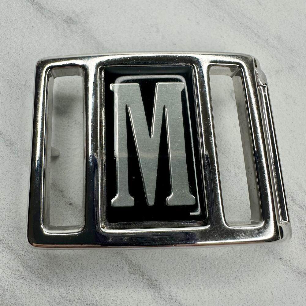 Avon Metallic Silver and Black Belt Buckle